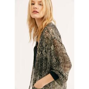 Free People Lori Bomber Jacket Sheer Cardigan - S